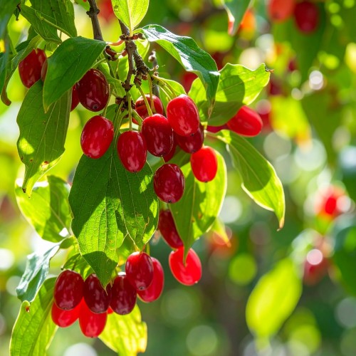 deren-jadalny-cornus-mas-zolte-wczesne-kwiaty-czerwone-jadalne-owoce-krzew-owocowy-sadzonka-sadzonki-zielona-para-zielonapara