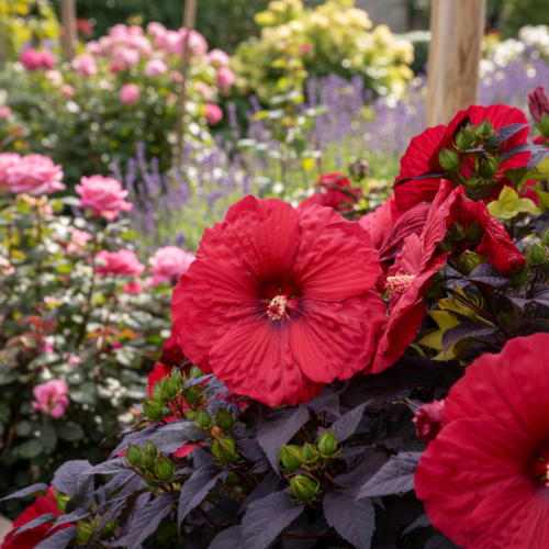 hibiskus-bylinowy-hibiscus-moscheutos-summerific-holy-grail-zielonapara-sadzonka-duza-zdrowa-czerwone-kwiaty-ciemne-liscie