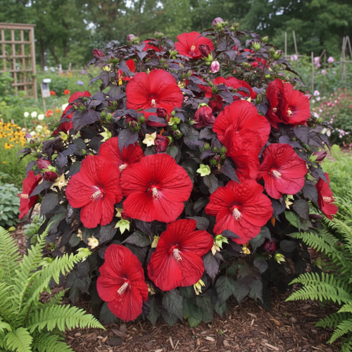 hibiskus-bylinowy-hibiscus-moscheutos-summerific-holy-grail-zielonapara-sadzonka-duza-zdrowa-czerwone-kwiaty-ciemne-liscie