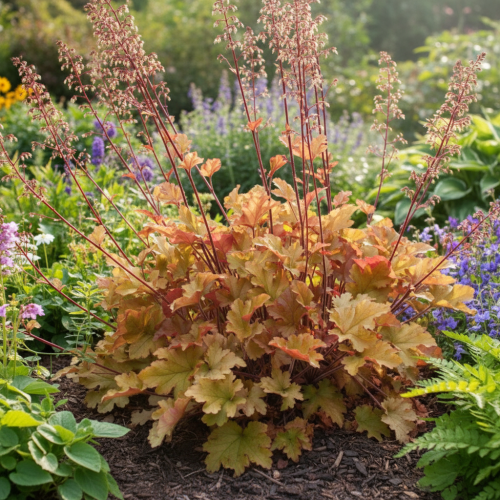 zurawka-heuchera-carmel-zielonapara-sadzonka-duza-zdrowa-pomaranczowe-liscie