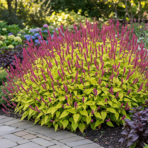 rdest-persicaria-amplexicaulis-golden-arrows-zielonapara-sadzonka-duza-zdrowa-zolte-liscie-czerwone-kwiaty.jpg