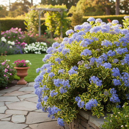 prusznik-ceanothus-el-dorado-zielonapara-sadzonka-duza-zdrowa-niebieskie-kwiaty-zlociste-liscie