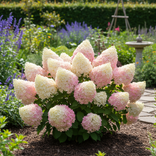 hortensja-bukietowa-hydrangea-paniculata-living-sugar-rush-zielonapara-sadzonka-duza-zdrowa-bialo-rozowe-kwiaty