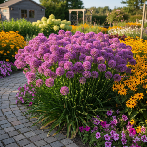 czosnek-ozdobny-allium-millenium-zielonapara-sadzonka-duza-zdrowa-fioletowe-kwiaty