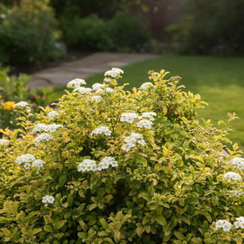 tawula-nipponska-spiraea-nipponica-gerlves-rainbow-zielonapara-sadzonka-duza-zdrowa-zoltozielone-liscie-rozowe-kwiaty