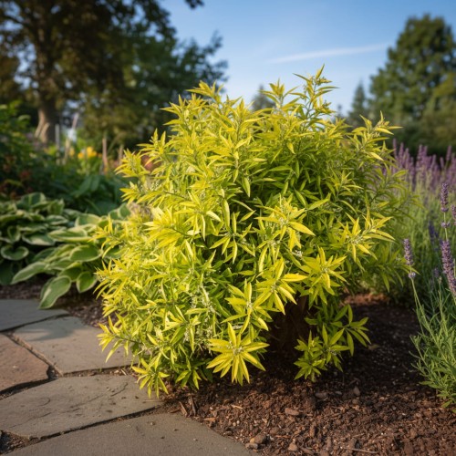 tawula-spiraea-ogon-zielonapara-sadzonka-duza-zdrowa-zlociste-liscie-biale-kwiaty