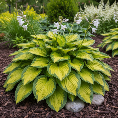 funkia-hosta-stained-glass-zielonapara-sadzonka-duza-zdrowa-zoltozielone-liscie-fioletowe-kwiaty
