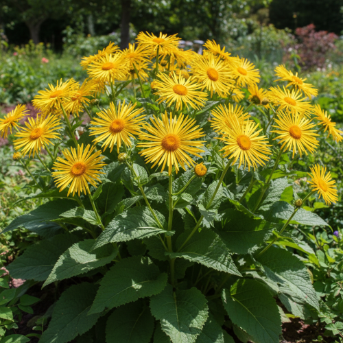 oman-wspanialy-magnificus-inula-magnifica-zolte-kwiaty-duze-liscie-wysoki-150cm-sadzonka-sadzonki-zielona-para-zielonapara