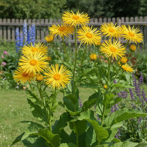 oman-wspanialy-magnificus-inula-magnifica-zolte-kwiaty-duze-liscie-wysoki-150cm-sadzonka-sadzonki-zielona-para-zielonapara