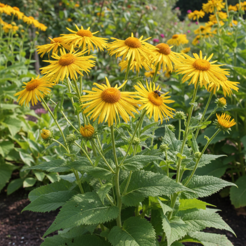 oman-wspanialy-magnificus-inula-magnifica-zolte-kwiaty-duze-liscie-wysoki-150cm-sadzonka-sadzonki-zielona-para-zielonapara
