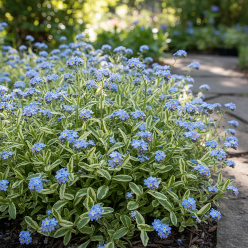 niezapominajka-blotna-variegata-myosotis-palustris-niebieskie-kwiaty-pstra-zielono-biala-lisc-bylina-wilgotne-stanowiska-sadzonka-sadzonki-zielona-para-zielonapara