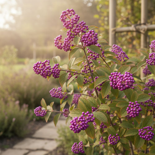 pieknotka-bodiniera-callicarpa-bodinieri-fioletowe-owoce-krzew-lisciasty-sadzonka-sadzonki-zielona-para-zielonapara