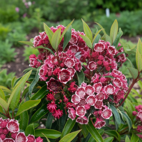kalmia-szerokolistna-kaleidoskop-kalmia-latifolia-różowe-kwiaty-krzew-zimozielony-sadzonka-sadzonki-zielona-para-zielonapara