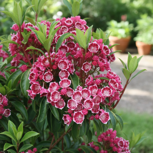 kalmia-szerokolistna-kaleidoskop-kalmia-latifolia-różowe-kwiaty-krzew-zimozielony-sadzonka-sadzonki-zielona-para-zielonapara