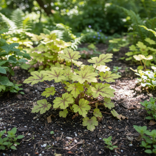zurawka-alabama-sunrise-heuchera-pomaranczowo-czerwone-liscie-bylina-ozdobna-sadzonka-sadzonki-zielona-para-zielonapara