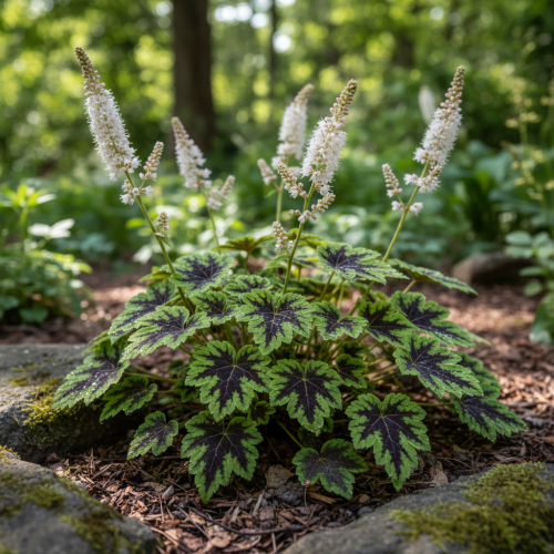 tiarella-iron-butterfly-tiarella-cordifolia-koronkowe-liscie-delikatne-kwiaty-bylina-cien-sadzonka-sadzonki-zielona-para-zielonapara