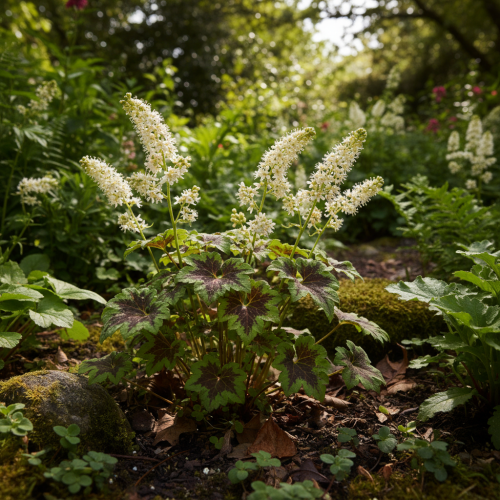 tiarella-iron-butterfly-tiarella-cordifolia-koronkowe-liscie-delikatne-kwiaty-bylina-cien-sadzonka-sadzonki-zielona-para-zielonapara