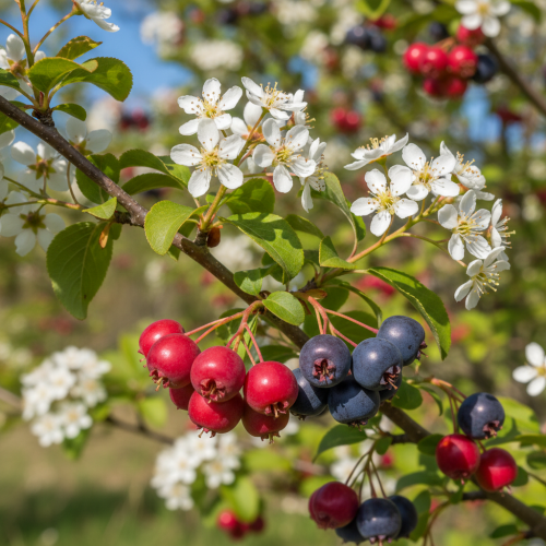 swidosliwa-kanadyjska-amelanchier-canadensis-biale-kwiaty-jadalne-owoce-krzew-ozdobny-sadzonka-sadzonki-zielona-para-zielonapara