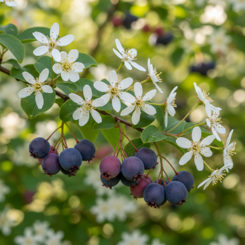 swidosliwa-kanadyjska-amelanchier-canadensis-biale-kwiaty-jadalne-owoce-krzew-ozdobny-sadzonka-sadzonki-zielona-para-zielonapara