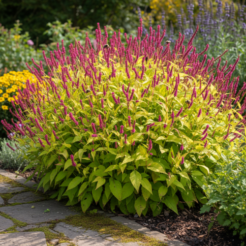 rdest-persicaria-amplexicaulis-golden-arrows-zielonapara-sadzonka-duza-zdrowa-zolte-liscie-czerwone-kwiaty.jpg