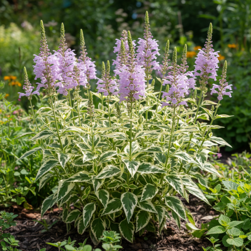 odetka-wirginijska-variegata-physostegia-virginiana-pstre-liscie-rozowe-kwiaty-bylina-na-rabatki-sadzonka-sadzonki-zielona-para-zielonapara