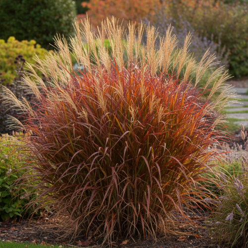 miskant-chinski-purpurascens-miscanthus-sinensis-purpurowe-przebarwienia-jesienia-wysoka-trawa-sadzonka-sadzonki-zielona-para-zielonapara
