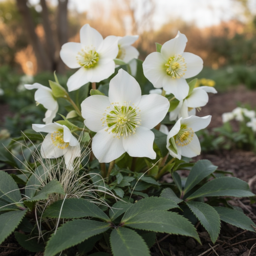 ciemiernik-christmas-carol-helleborus-niger-biale-kwiaty-zimozielona-bylina-wczesne-kwitnienie-sadzonka-sadzonki-zielona-para-zielonapara