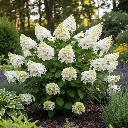 hortensja-bukietowa-confetti-hydrangea-paniculata-kompaktowa-biale-rozowiejące-wiechy-obfite-kwitnienie-sadzonka-sadzonki-zielona-para-zielonapara