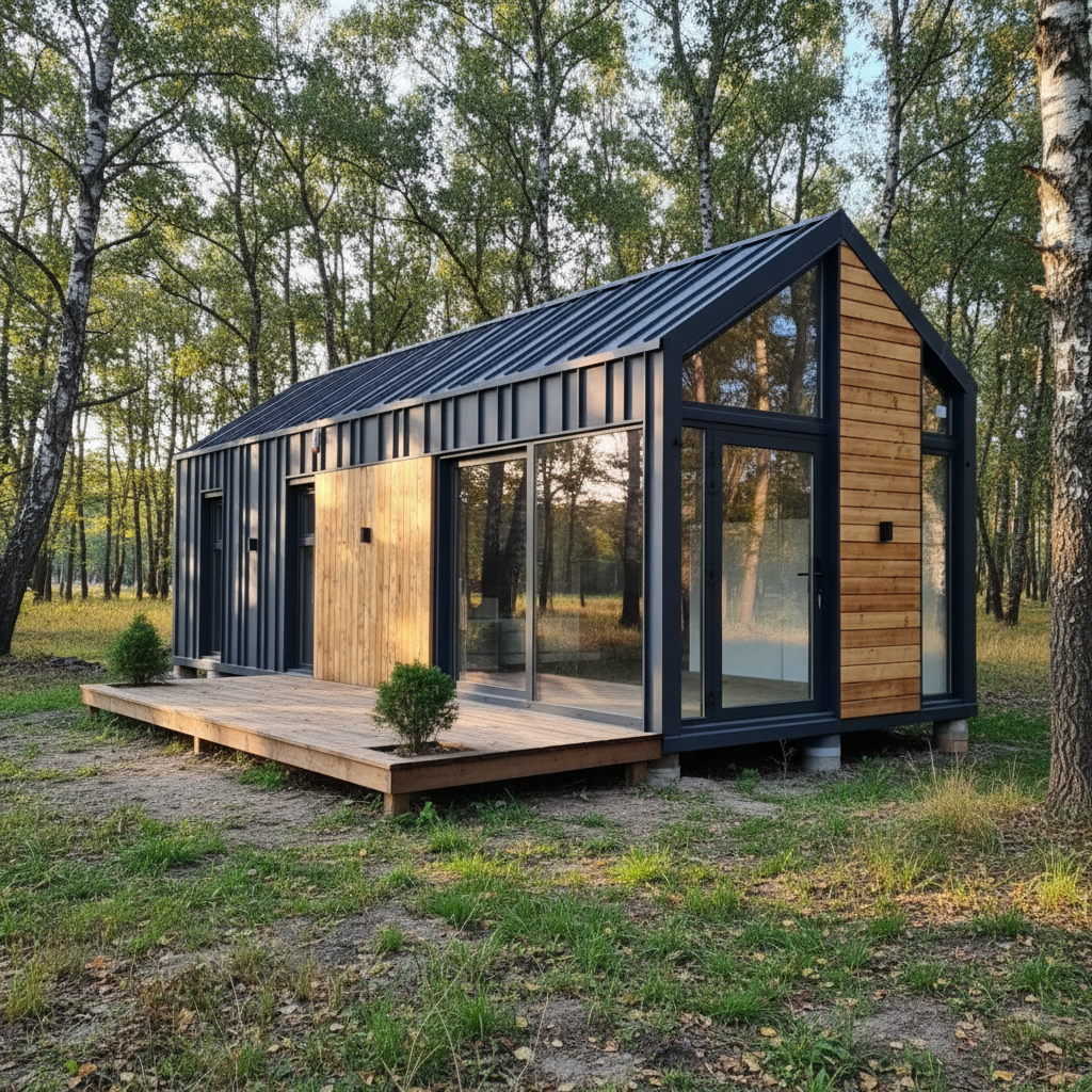 Ogród przy domu modułowym – zieleń i nowoczesna aranżacja